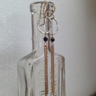 silver circle drop earrings