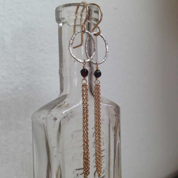 silver circle drop earrings